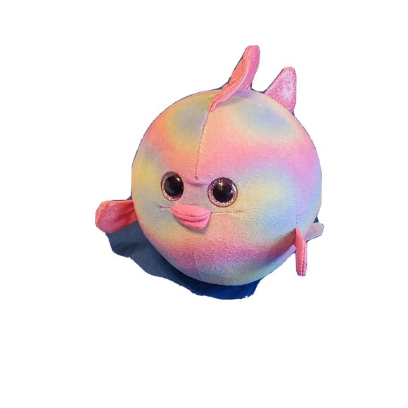 Ty 2014 Beanie Ballz Rainbow Pastel Tie Dye  Fish Retired Approx 5" - Picture 5 of 14
